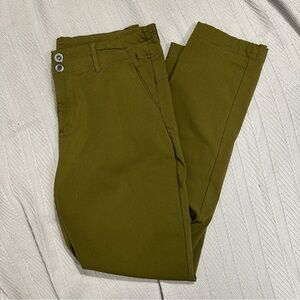 Swiss Alps green utility pants, size medium, snap closure, spring, workwear